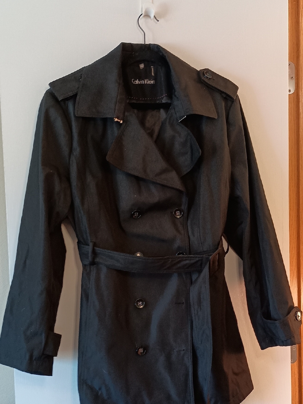 Calvin Klein Black Double-Breasted Trench Jacket